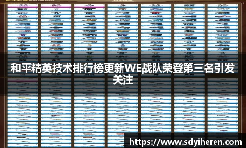 和平精英技术排行榜更新WE战队荣登第三名引发关注